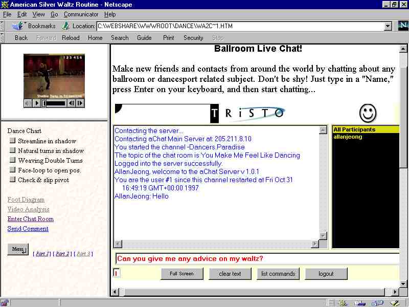 Image of videoclip displayed next to live chat for live discussions